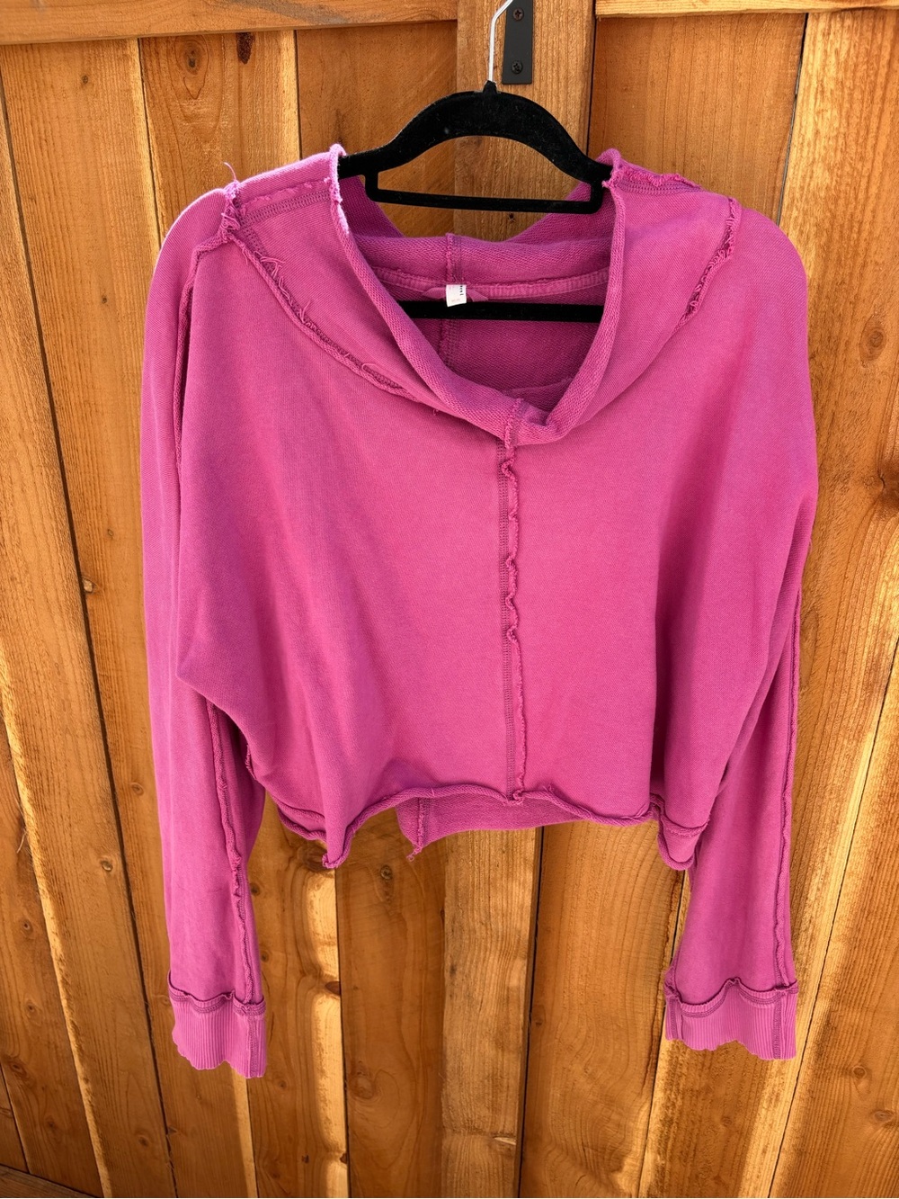 Free People FP Movement Pink Cropped Sweatshirt Raw Seam M